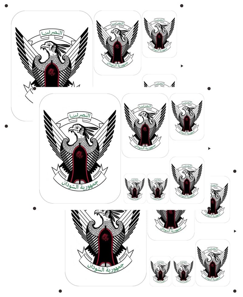 vmcoatdu Sudan Coat of Arms Laser Printing Sultan National Emblem Sticker 3 Pcs Decal in Multiple Sizes Stickers Green Sultan Sudan